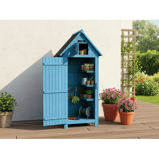 Armário de jardim Cabanon - 77 x 54,5 x 179 cm - Azul celeste Armário de jardim Cabanon - 77 x 54,5 x 179 cm - Azul celeste