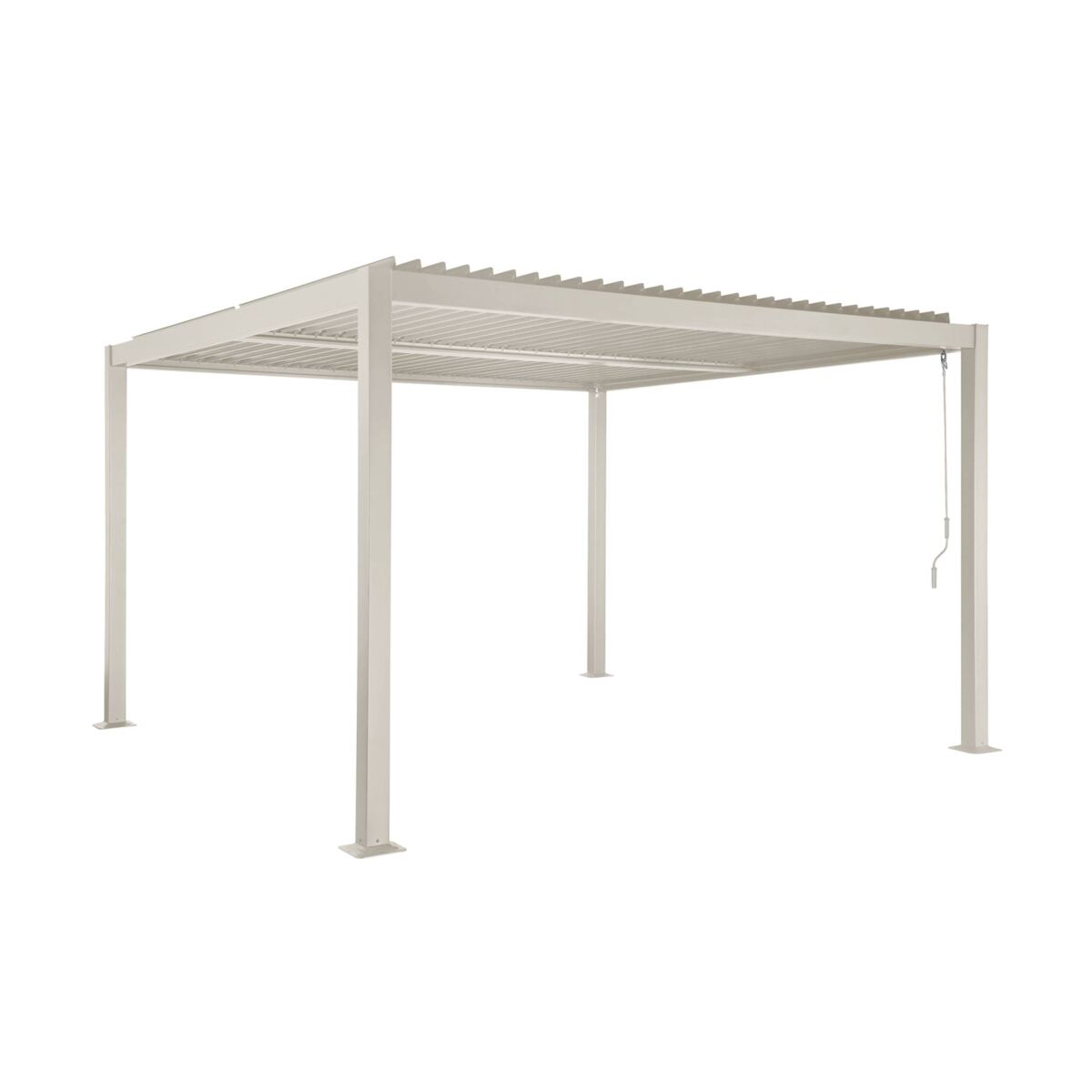 Pérgola bioclimática de aluminio y acero con lamas orientables, 3,6x3,6m  beige - 360x360x231 cm