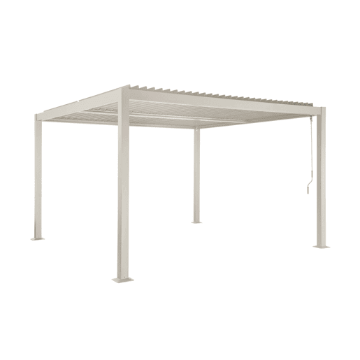 Pérgola bioclimática de alumínio e aço com lâminas ajustáveis 3,6x3,6m Bege - 360x360x231 cm