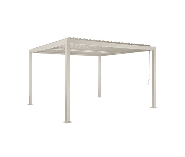 Pérgola bioclimática de aluminio y acero con lamas orientables, 3,6x3,6m beige - 360x360x231 cm