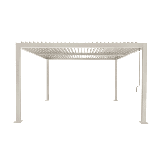 Pérgola bioclimática de alumínio e aço com lâminas ajustáveis 3,6x3,6m Bege - 360x360x231 cm