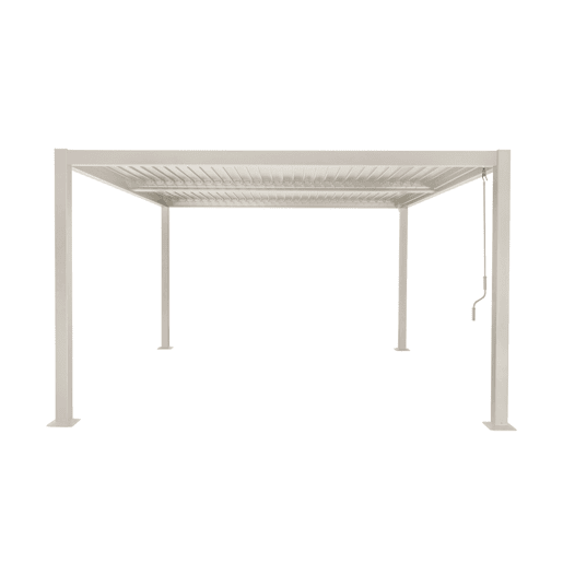 Pérgola bioclimática de alumínio e aço com lâminas ajustáveis 3,6x3,6m Bege - 360x360x231 cm