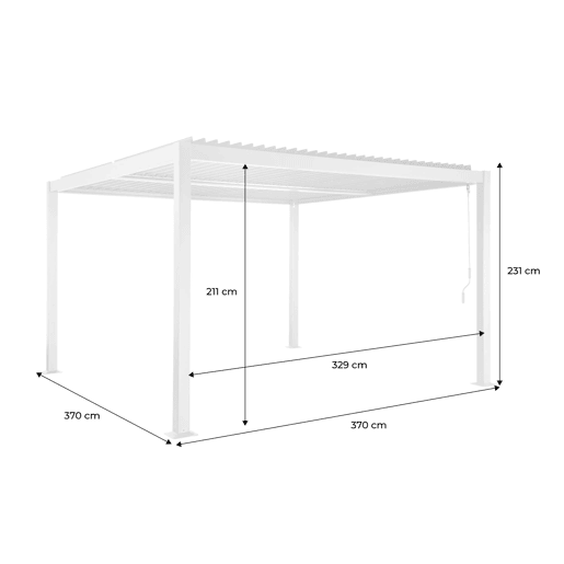 Pérgola bioclimática de alumínio e aço com lâminas ajustáveis 3,6x3,6m Bege - 360x360x231 cm