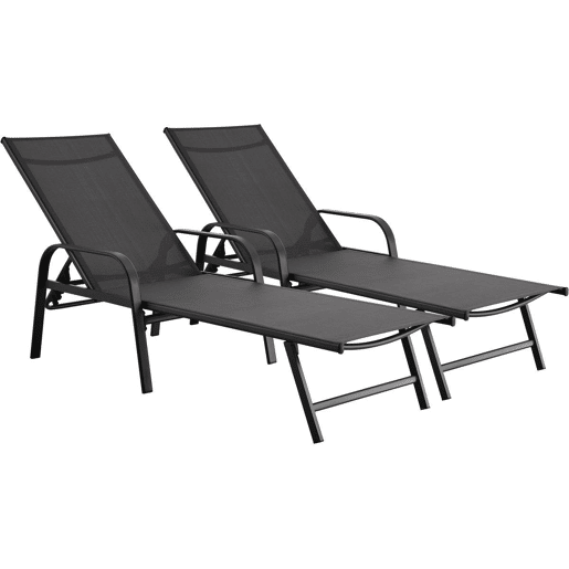 Conjunto de 2 espreguiçadeiras metálicas Farniente - Cinza