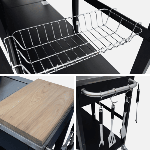 Cozinha exterior com churrasqueira a gás com 4 queimadores + 1 bico lateral Preto - 247x187x147 cm