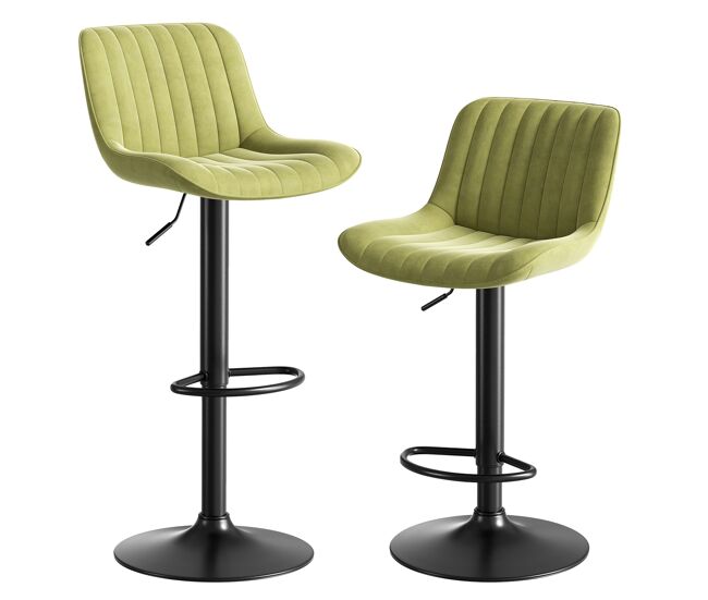 Taburetes de comedor giratorios, 2 unidades - aterciopelados, regulables, 360° - verde