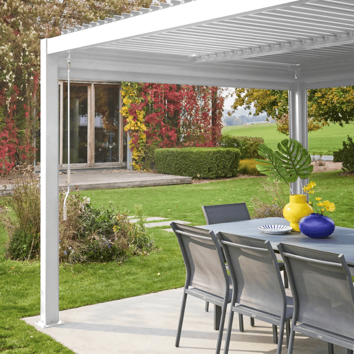 Estore lateral de enrolar em alumínio e textilene para pérgola bioclimática, 3m Branco - 272x10x209 cm
