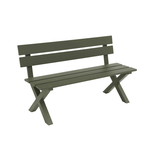 Banco de jardim de alumínio, 2 lugares Verde caqui - 120x50.5x70 cm