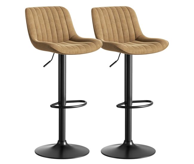 Taburetes de comedor giratorios, 2 unidades - tapizado en terciopelo, ajustable, 360° - marrón