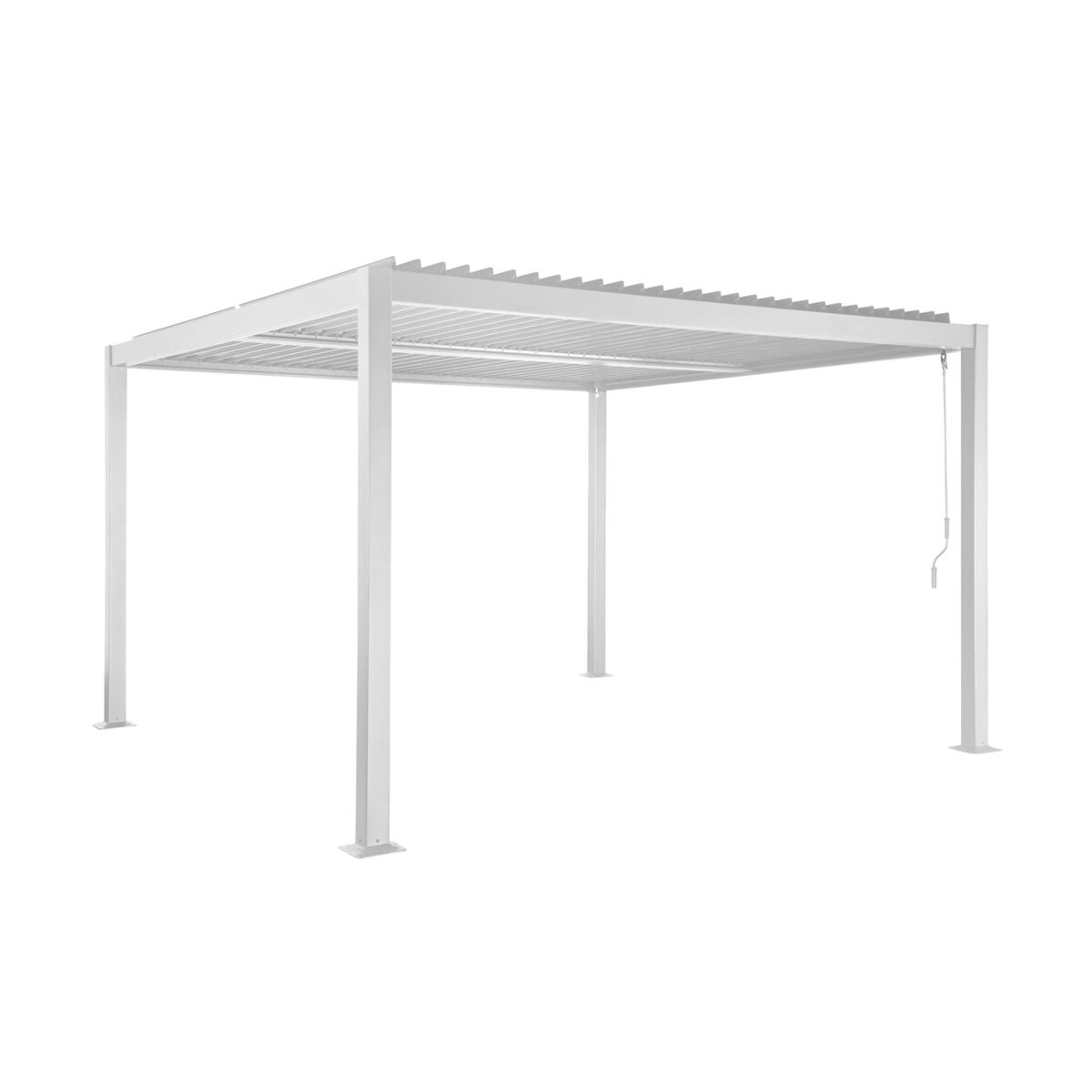 Pérgola bioclimática de aluminio y acero con lamas orientables, 3,6x3,6m  blanco - 360x360x231 cm