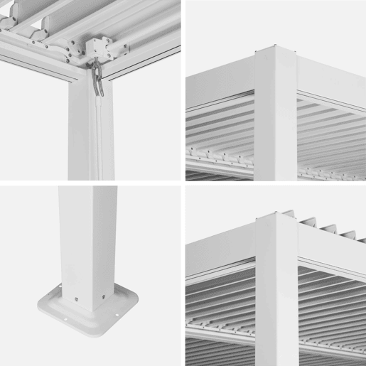 Pérgola bioclimática de alumínio e aço com lâminas ajustáveis 3,6x3,6m Branco - 360x360x231 cm