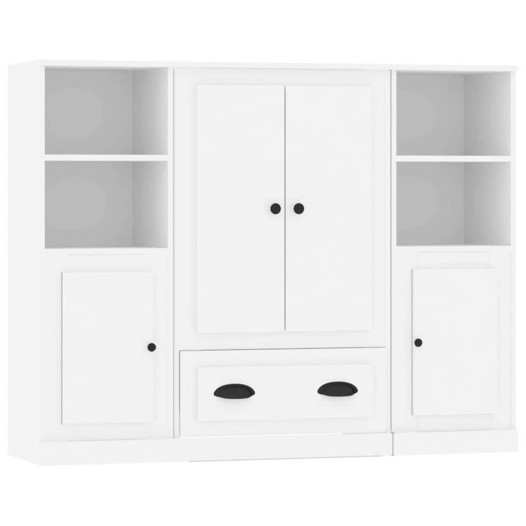 Aparador alto - Mueble de almacenamiento 3 pcs 132 Blanco