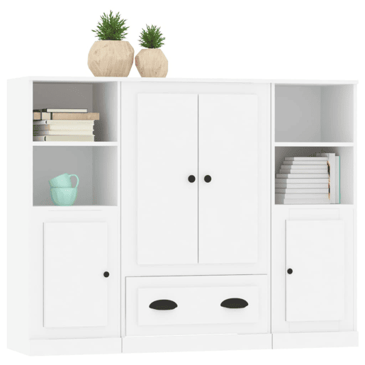 Aparadores - Bufetes - Móveis de apoio altos 3 pcs derivados de madeira branco pt5331