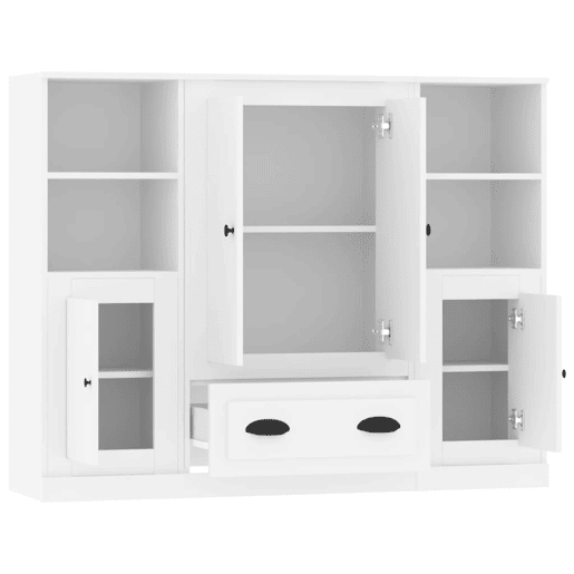 Aparadores - Bufetes - Móveis de apoio altos 3 pcs derivados de madeira branco pt5331