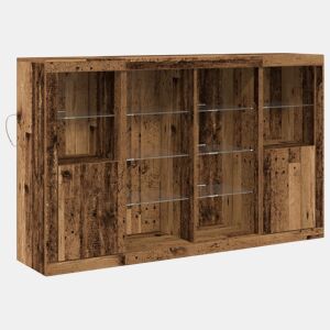 Aparador - Bufete - Móvei de apoio LED Madeira antiga 163 x 37 x 100 cm pt4153