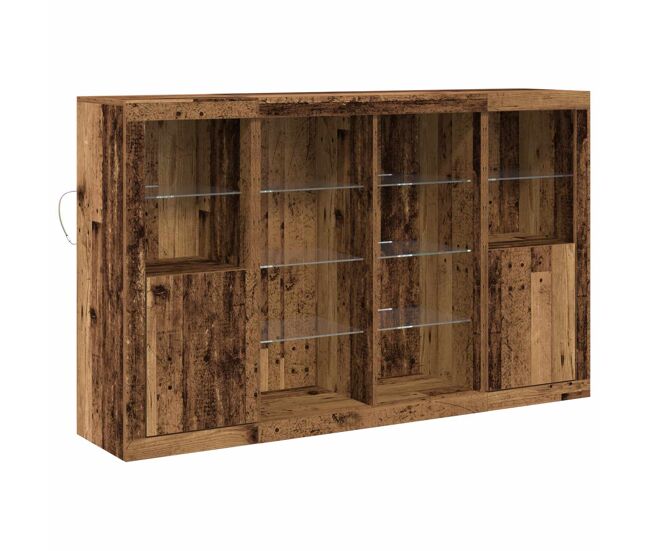 Aparador - mueble de almacenamiento led madera vieja 163 x 37 x 100 cm es4153