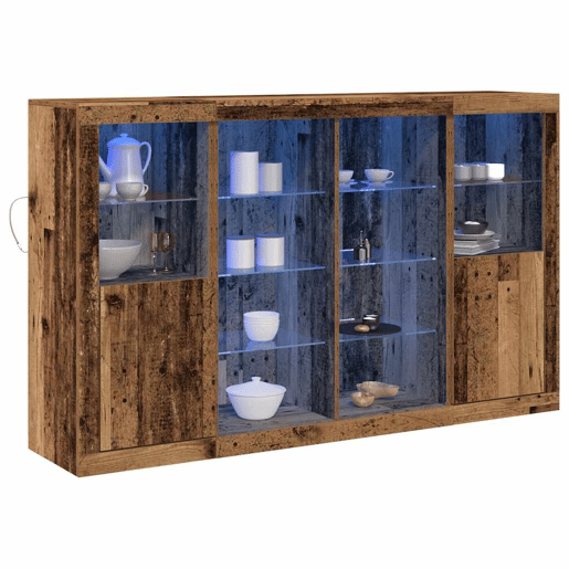 Aparador - Bufete - Móvei de apoio LED Madeira antiga 163 x 37 x 100 cm pt4153