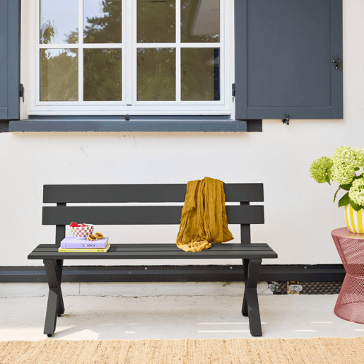 Banco de jardim de alumínio, 2 lugares Antracite - 120x50.5x70 cm