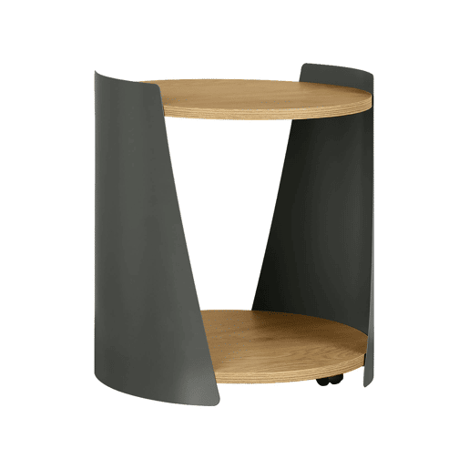 Mesa lateral, mesa de cabeceira em metal e madeira com rodas Verde - 40x39.5x47.5 cm
