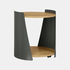 Mesa lateral, mesa de cabeceira em metal e madeira com rodas, Molto, Verde, 40x39.5x47.5 cm