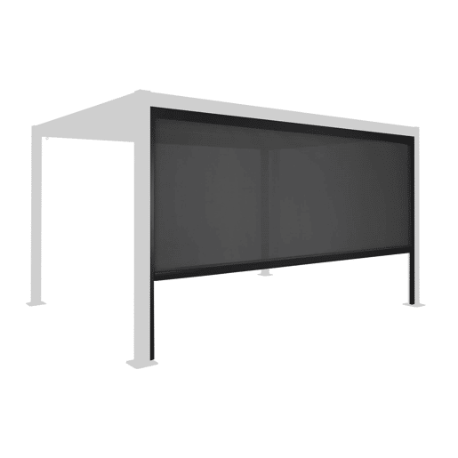 Estore lateral de enrolar em alumínio e textilene para pérgola bioclimática, 4m Preto - 371.7x10x209 cm