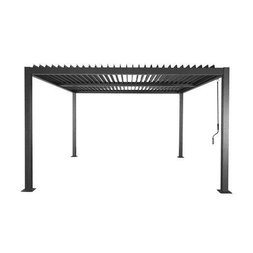 Pérgola bioclimática de alumínio e aço com lâminas ajustáveis 3,6x3,6m Antracite - 360x360x231 cm