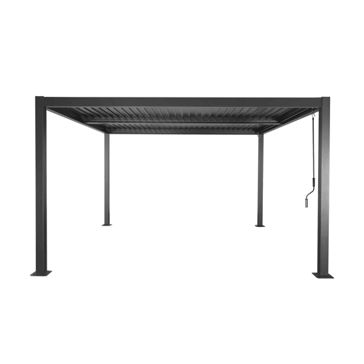 Pérgola bioclimática de alumínio e aço com lâminas ajustáveis 3,6x3,6m Antracite - 360x360x231 cm