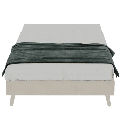 Cama moderna 90x200 cm - Base baixa em veludo estilo minimalista - Bege