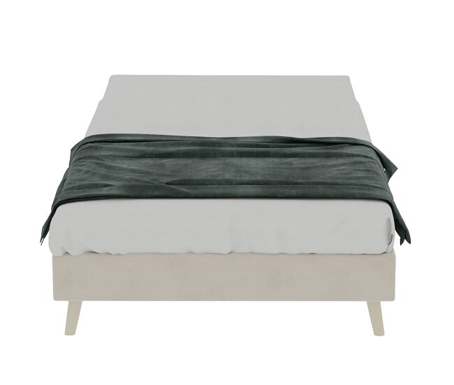 Cama moderna 90x200 cm - base baja terciopelo estilo minimalista - beige