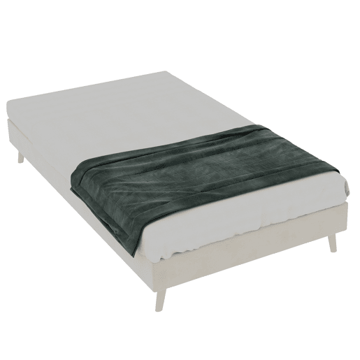 Cama moderna 90x200 cm - Base baixa em veludo estilo minimalista - Bege