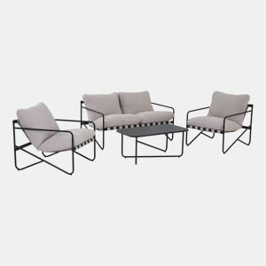 Conjunto de mobiliário de jardim com mesa de metal de 4 lugares Antracite - 78x128x63 cm