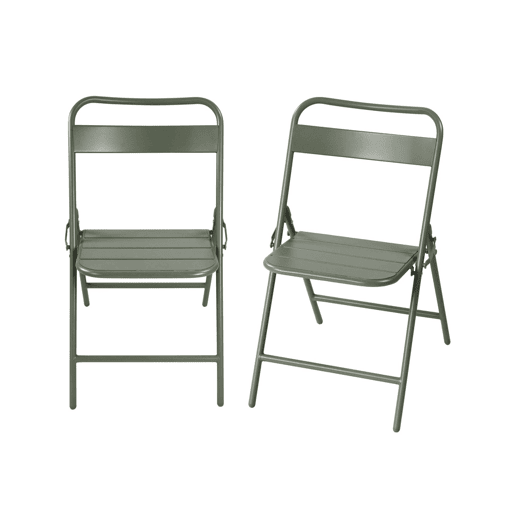 Cadeira de jardim bistrô dobrável em aço, set de 2 Verde caqui - 44.3x49x79.7 cm