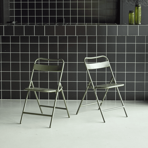 Cadeira de jardim bistrô dobrável em aço, set de 2 Verde caqui - 44.3x49x79.7 cm