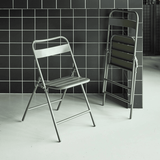 Cadeira de jardim bistrô dobrável em aço, set de 2 Verde caqui - 44.3x49x79.7 cm