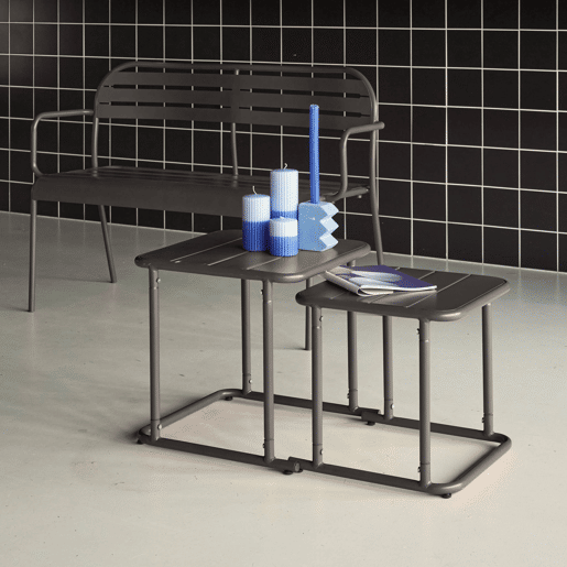 Mesa de ninho bistrô quadrada para exterior em aço, 45cm Antracite - 45x45x45 cm