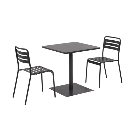 Set mesa de jardim bistrô quadrada de aço com 2 cadeiras Antracite - 70x70x73 cm Set mesa de jardim bistrô quadrada de aço com 2 cadeiras Antracite - 70x70x73 cm