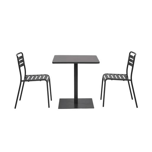 Set mesa de jardim bistrô quadrada de aço com 2 cadeiras Antracite - 70x70x73 cm Set mesa de jardim bistrô quadrada de aço com 2 cadeiras Antracite - 70x70x73 cm