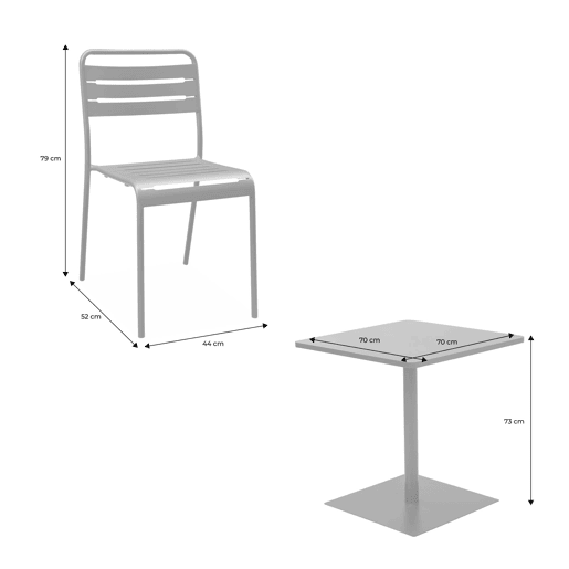 Set mesa de jardim bistrô quadrada de aço com 2 cadeiras Antracite - 70x70x73 cm Set mesa de jardim bistrô quadrada de aço com 2 cadeiras Antracite - 70x70x73 cm