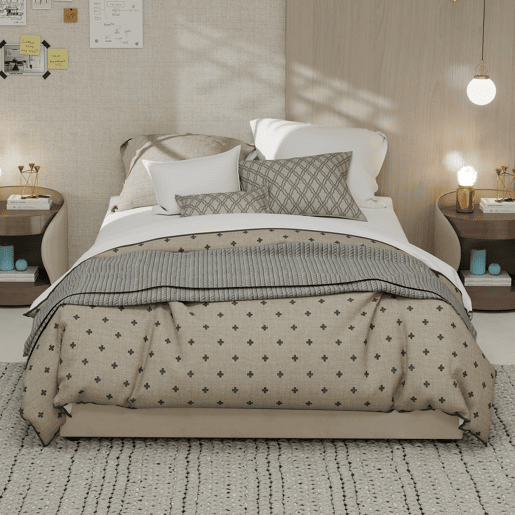 Cama de casal 140x200 cm - Minimalista moderna com pistões elevatórios - Bege