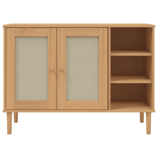 Aparador - Bufete - Móvei de apoio aspeto de vime 112x40x80cm pinho maciço castanho pt5061