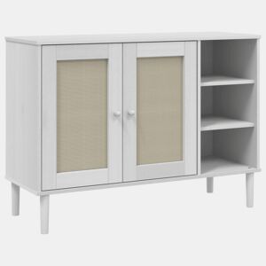 Aparador - Bufete - Móvei de apoio aspeto de vime 112x40x80 cm pinho maciço branco pt1648