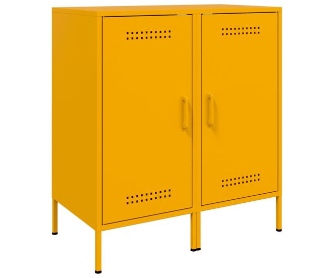 Aparador - muebles de almacenamiento 2 unidades acero amarillo mostaza 36x39x79 cm es5254