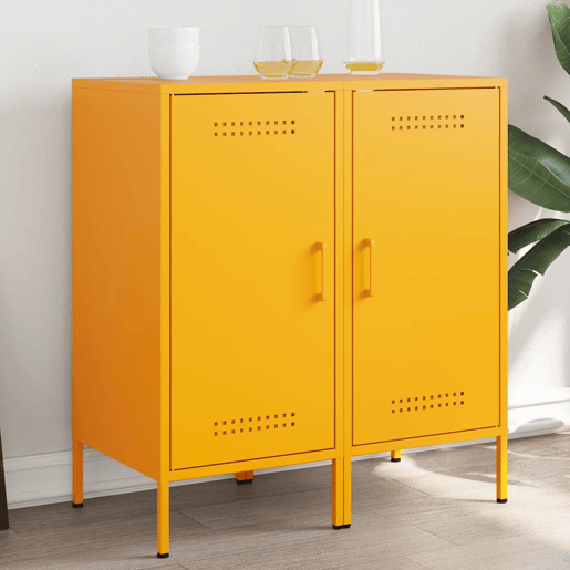 Aparadores - Bufetes - Móveis de apoio 2 pcs 36x39x79 cm aço amarelo mostarda pt5254