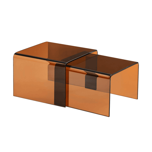 Mesas de centro retangulares e quadradas de cristal temperado Âmbar - 50x45x33 cm Mesas de centro retangulares e quadradas de cristal temperado Âmbar - 50x45x33 cm