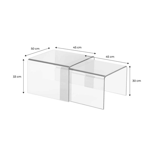 Mesas de centro retangulares e quadradas de cristal temperado Âmbar - 50x45x33 cm Mesas de centro retangulares e quadradas de cristal temperado Âmbar - 50x45x33 cm
