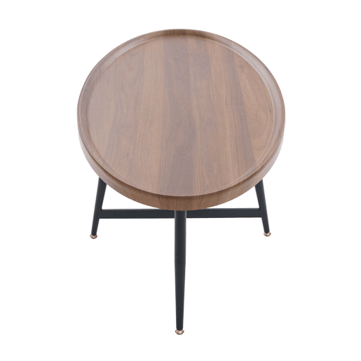 Mesa de centro ovalada - estilo nórdico com estrutura metálica - castanha