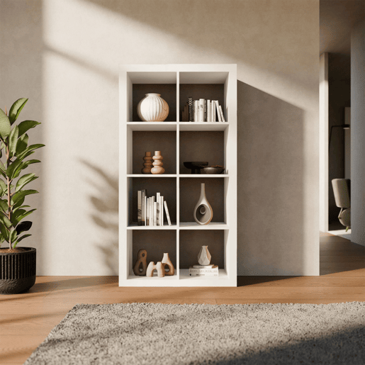 Estante de 4 níveis com 8 compartimentos Branco - 76x39x146 cm