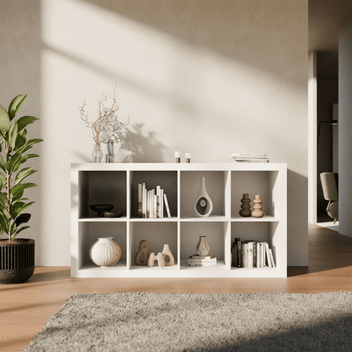 Estante de 4 níveis com 8 compartimentos Branco - 76x39x146 cm