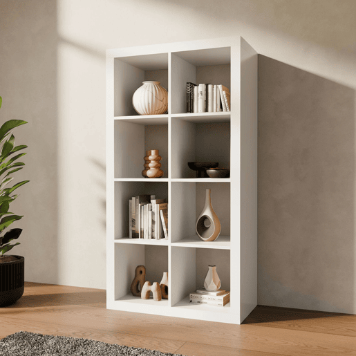 Estante de 4 níveis com 8 compartimentos Branco - 76x39x146 cm