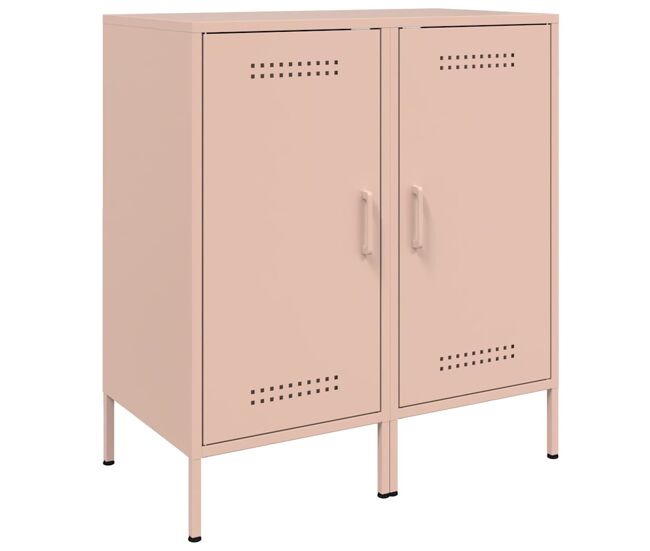 Aparador - muebles de almacenamiento 2 unidades acero rosa 36x39x79 cm es5258